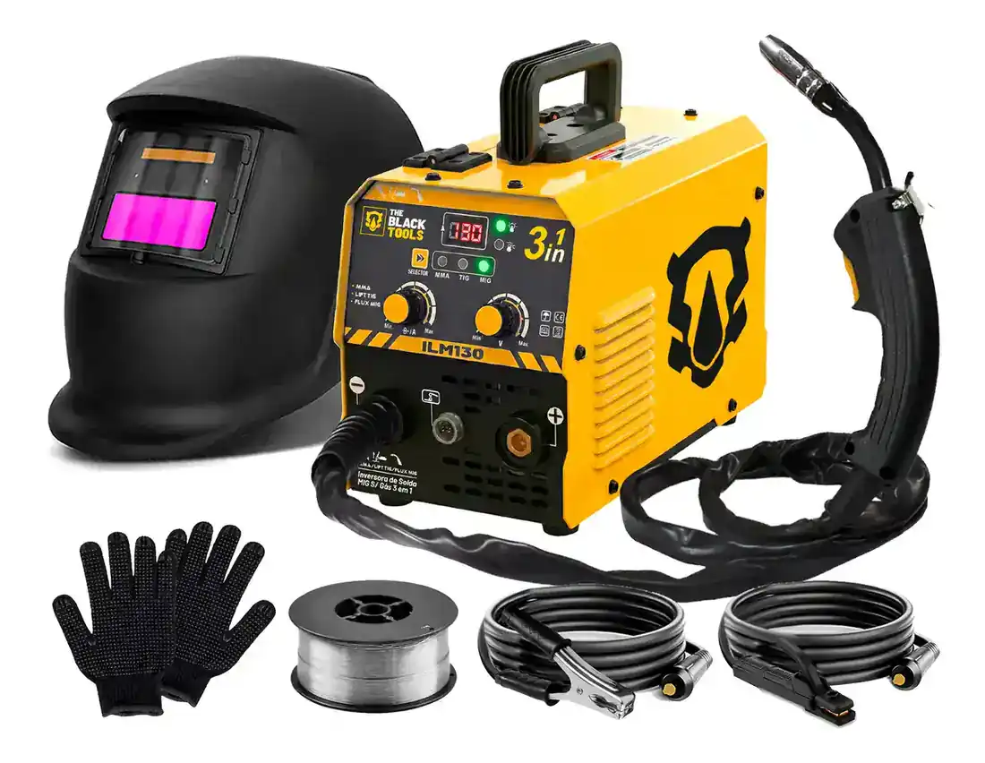 Maquina Inversora De Solda MIG Sem Gas 130A 3 Em 1 TIG Lift Kit Completo